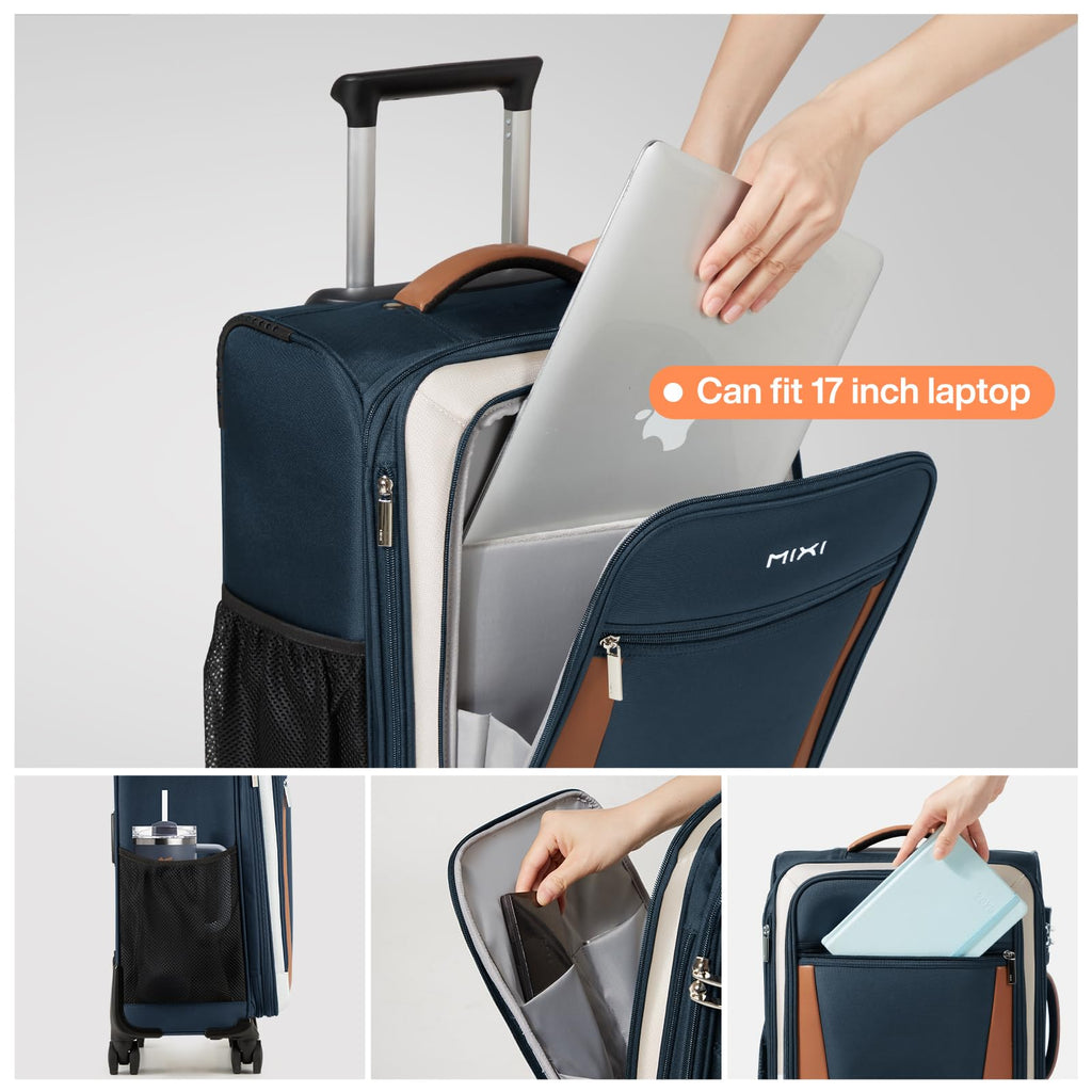 20 Inch Expandable Softside Carry On Luggage with Front Pocket O27460