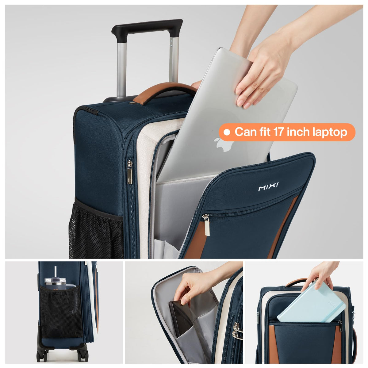 20 Inch Expandable Softside Carry On Luggage with Front Pocket O27460
