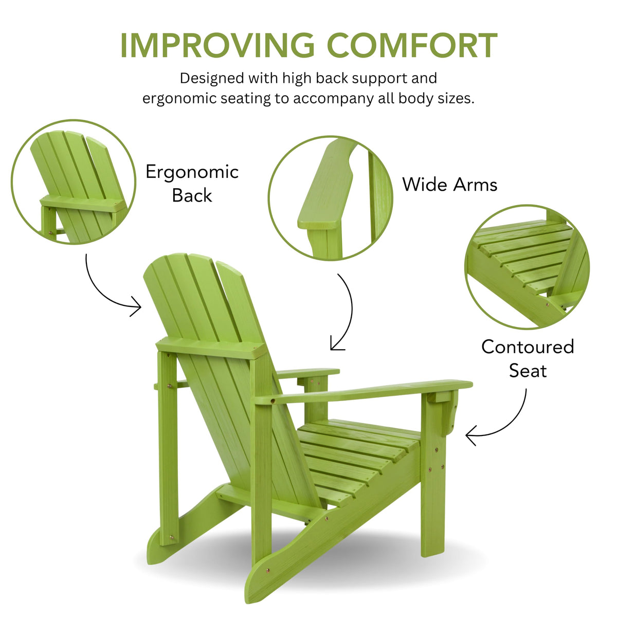 Lime Green Wooden Adirondack Chair H959816