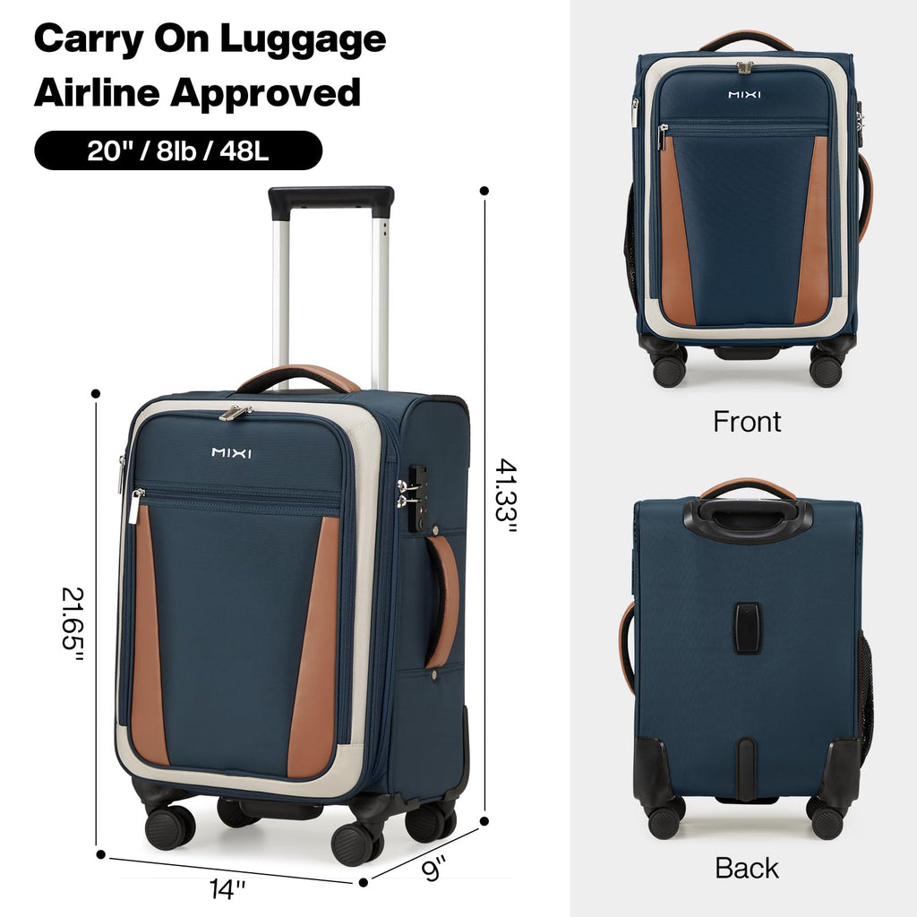 20 Inch Expandable Softside Carry On Luggage with Front Pocket O27460