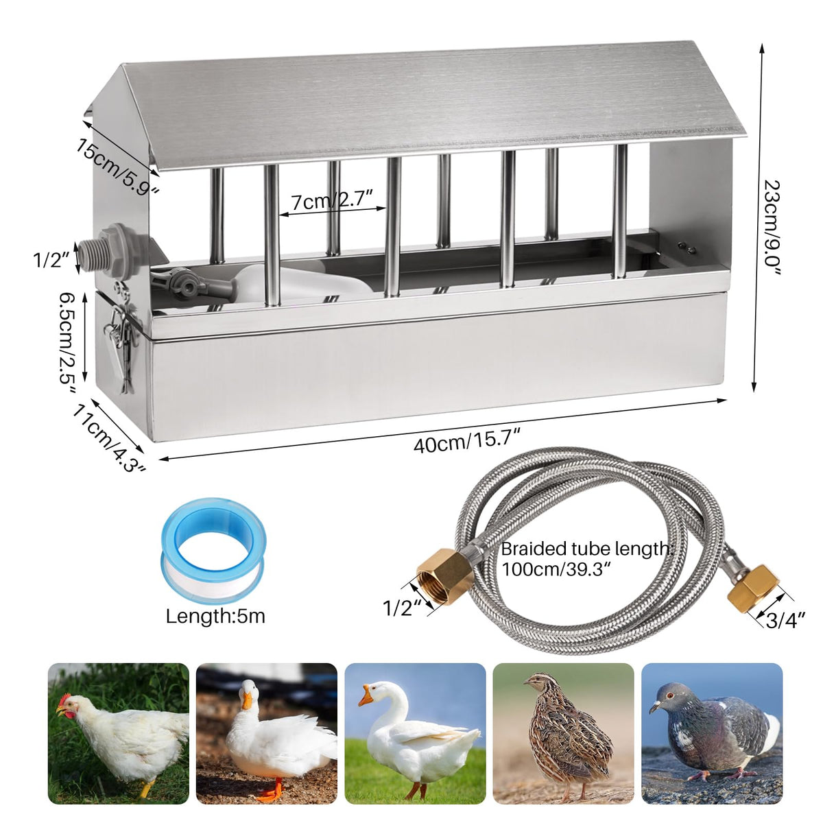 Stainless Steel Automatic Chicken Waterer with Float Valve I961152
