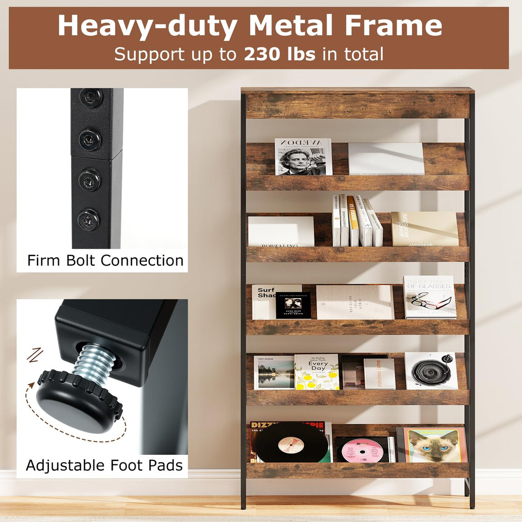 6-Tier Tall Freestanding Bookshelf with Angled Shelves I6792