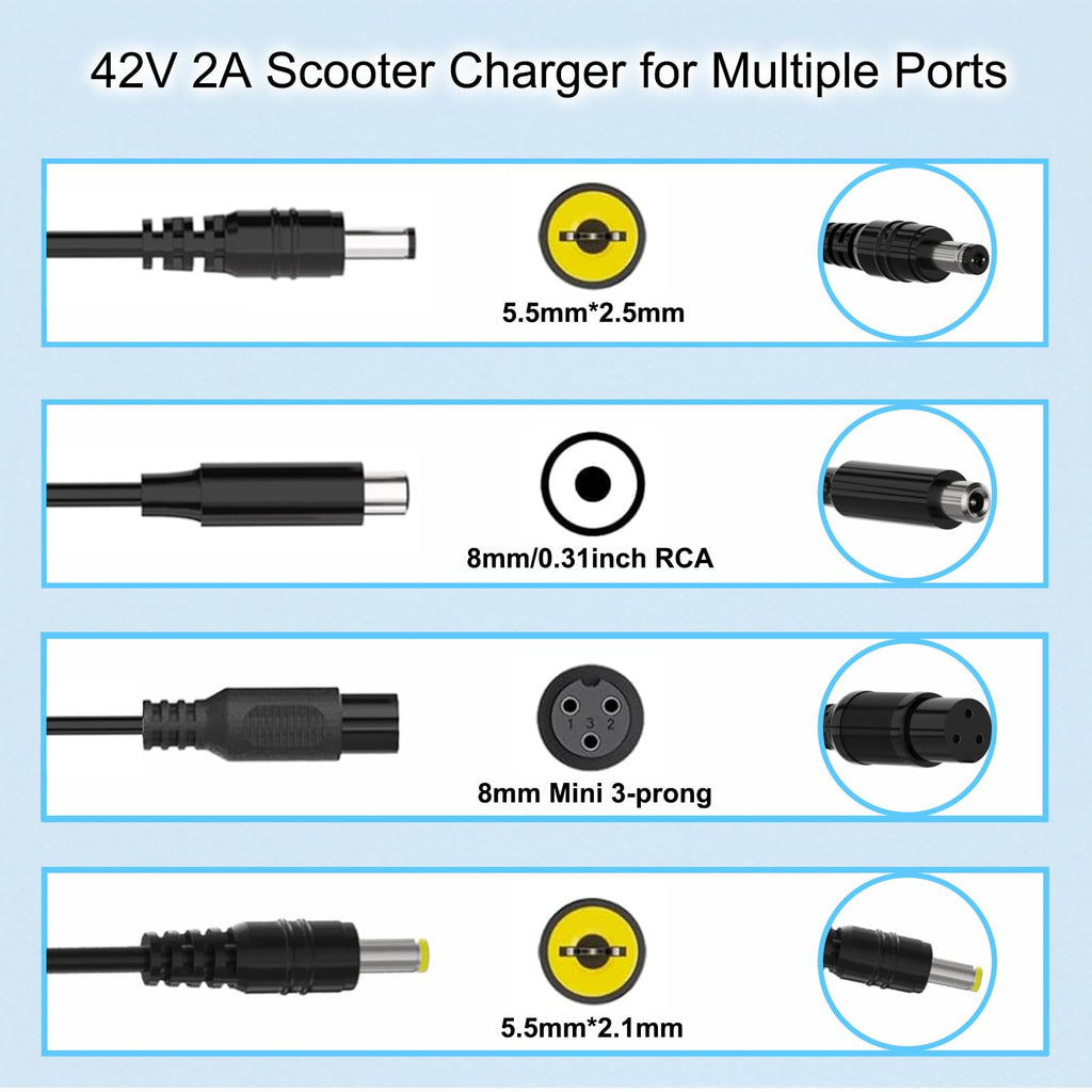 42V 2A Scooter Charger 4 in 1 Removable Connector Y73392