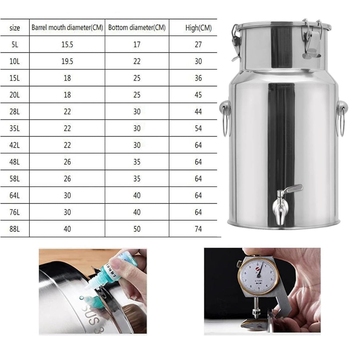 5L Stainless Steel Water Container with Tap D3250