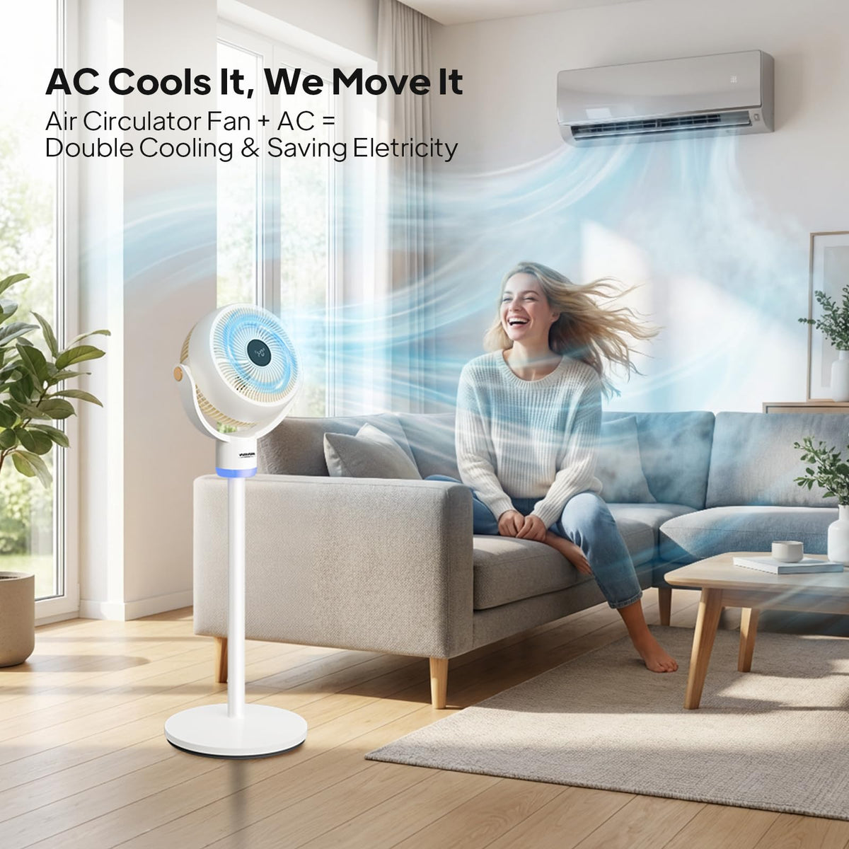 3-in-1 Pedestal Tabletop Oscillating Fan with Remote White V781