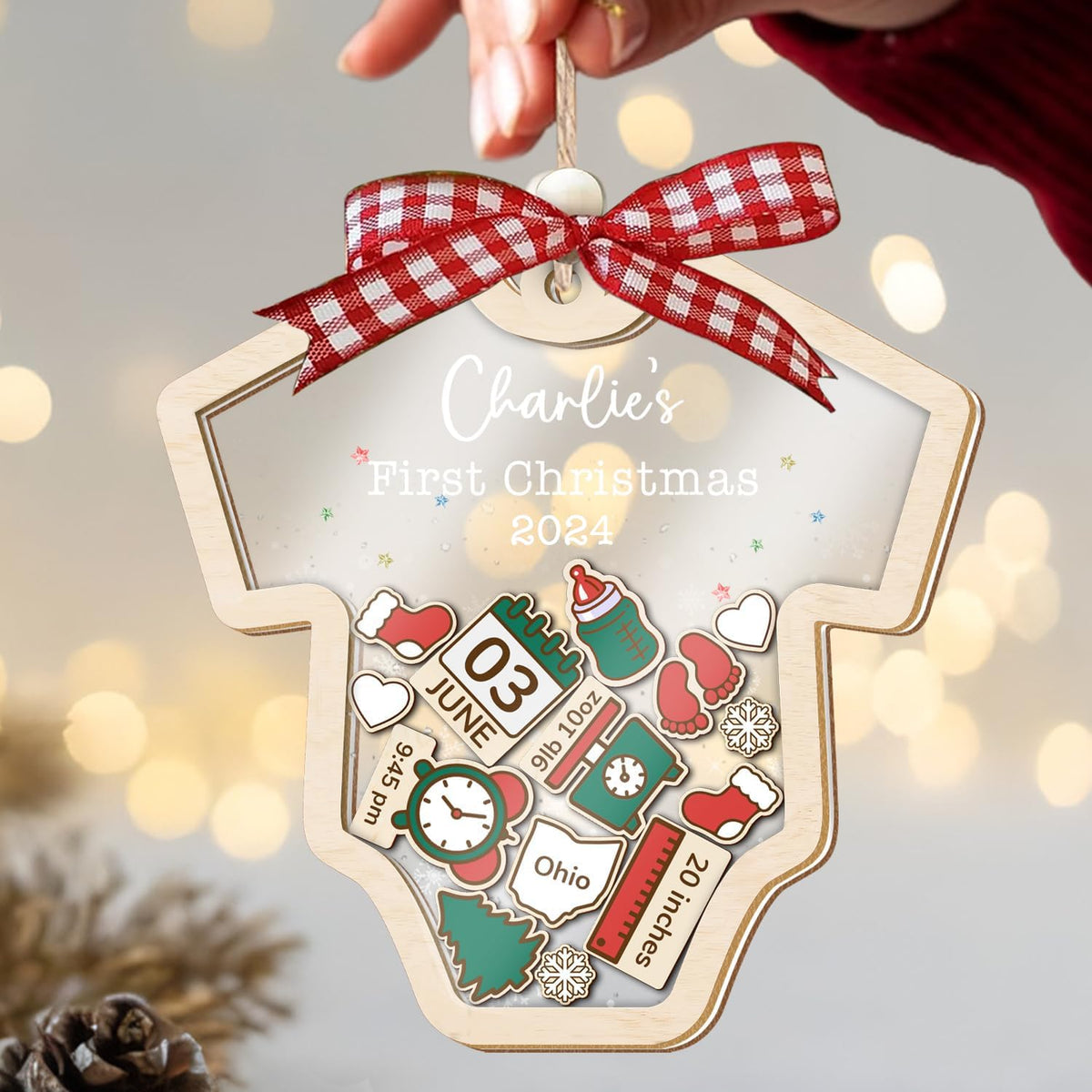Baby's First Christmas Ornament 2026 Acrylic Wooden 5" A5414