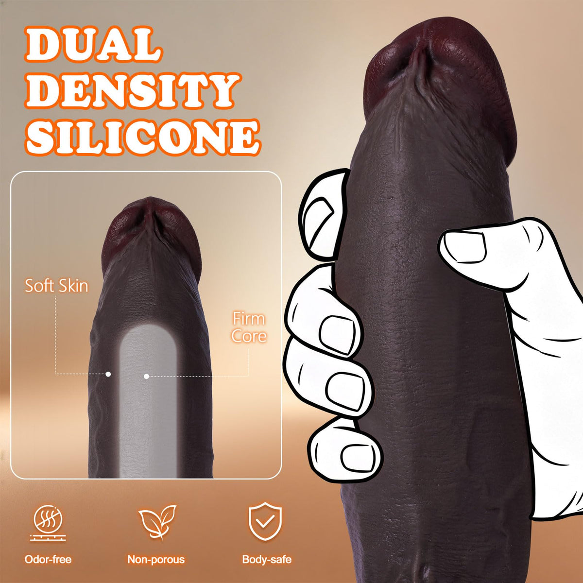 8 Inch Thick Black Dildo with Suction Cup C71512