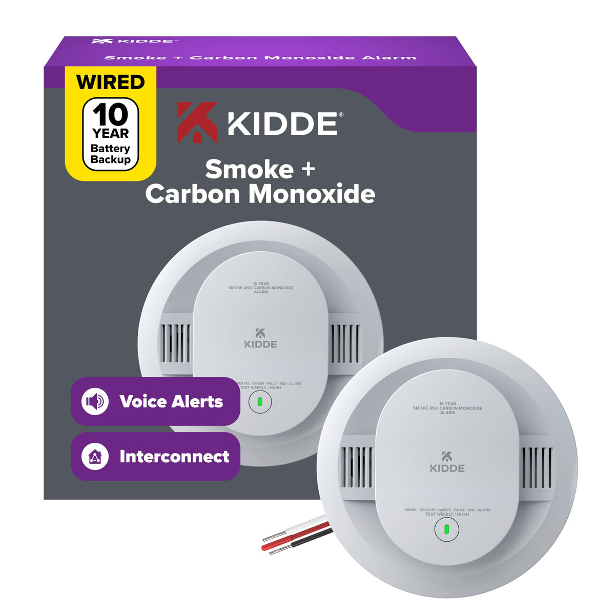 Smoke and Carbon Monoxide Detector, Hardwired with 10-Year Battery Backup I1093