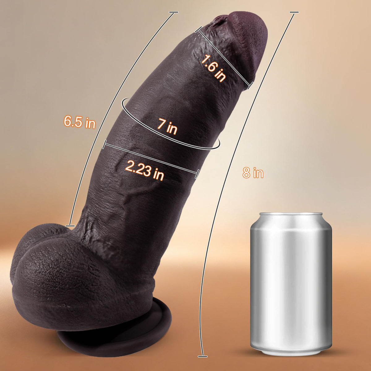 8 Inch Thick Black Dildo with Suction Cup C71512