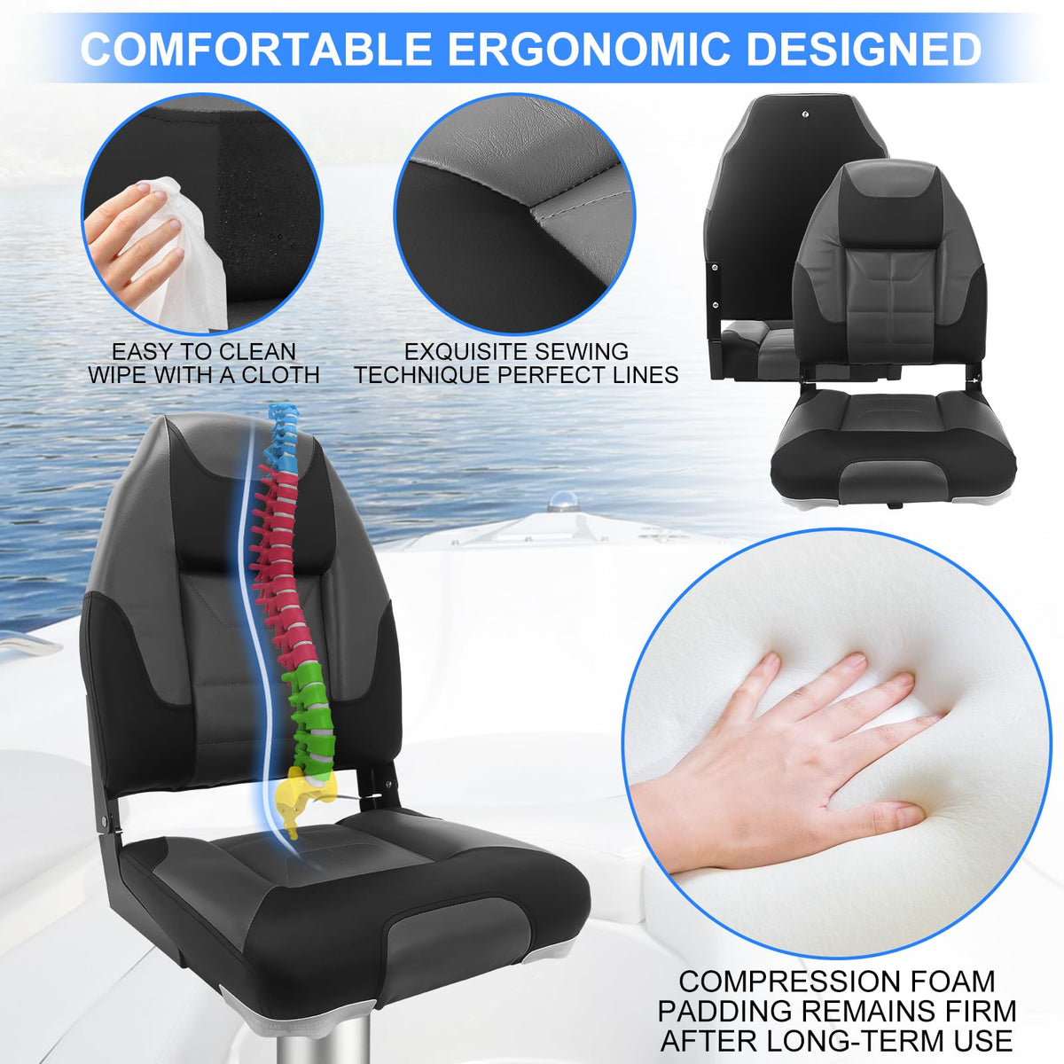 High Back Folding Boat Seat 2 Pack Y565694
