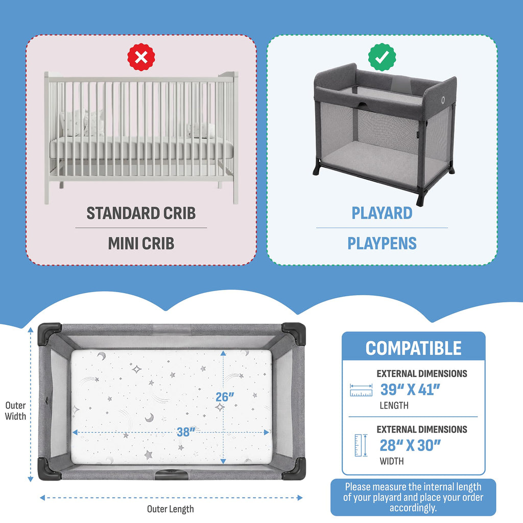 38"x26"x1.5" Bamboo Cover Waterproof Gel Memory Foam Pack n Play Mattress H33395