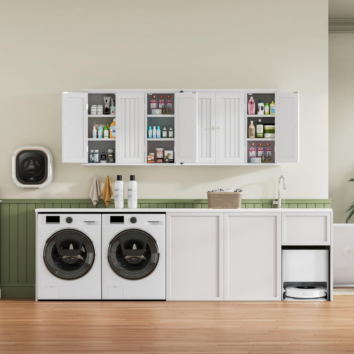 Laundry Cabinet with 3 Doors and Adjustable Shelves C5482