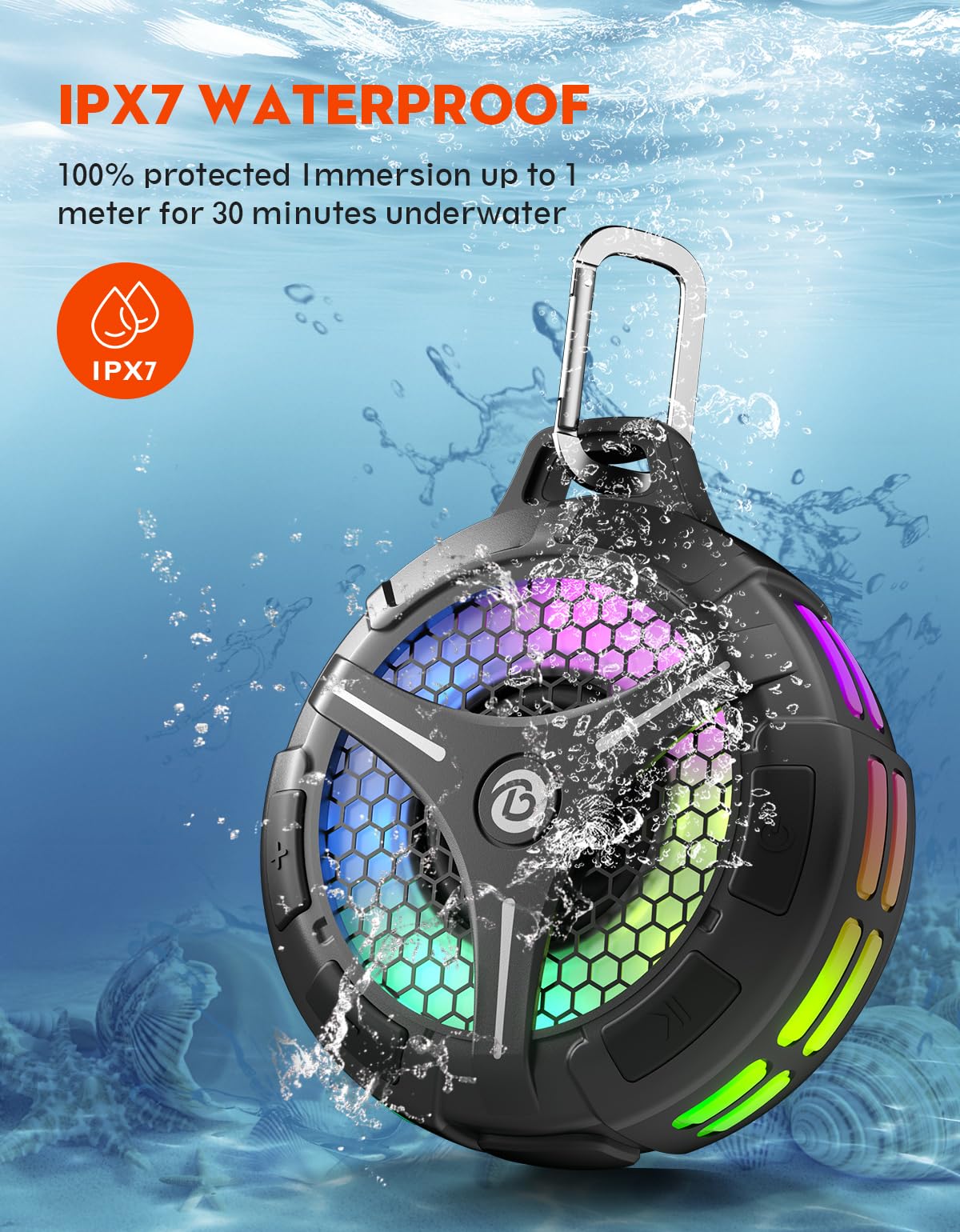 Waterproof Bluetooth Shower Speaker with Suction Cup I639495