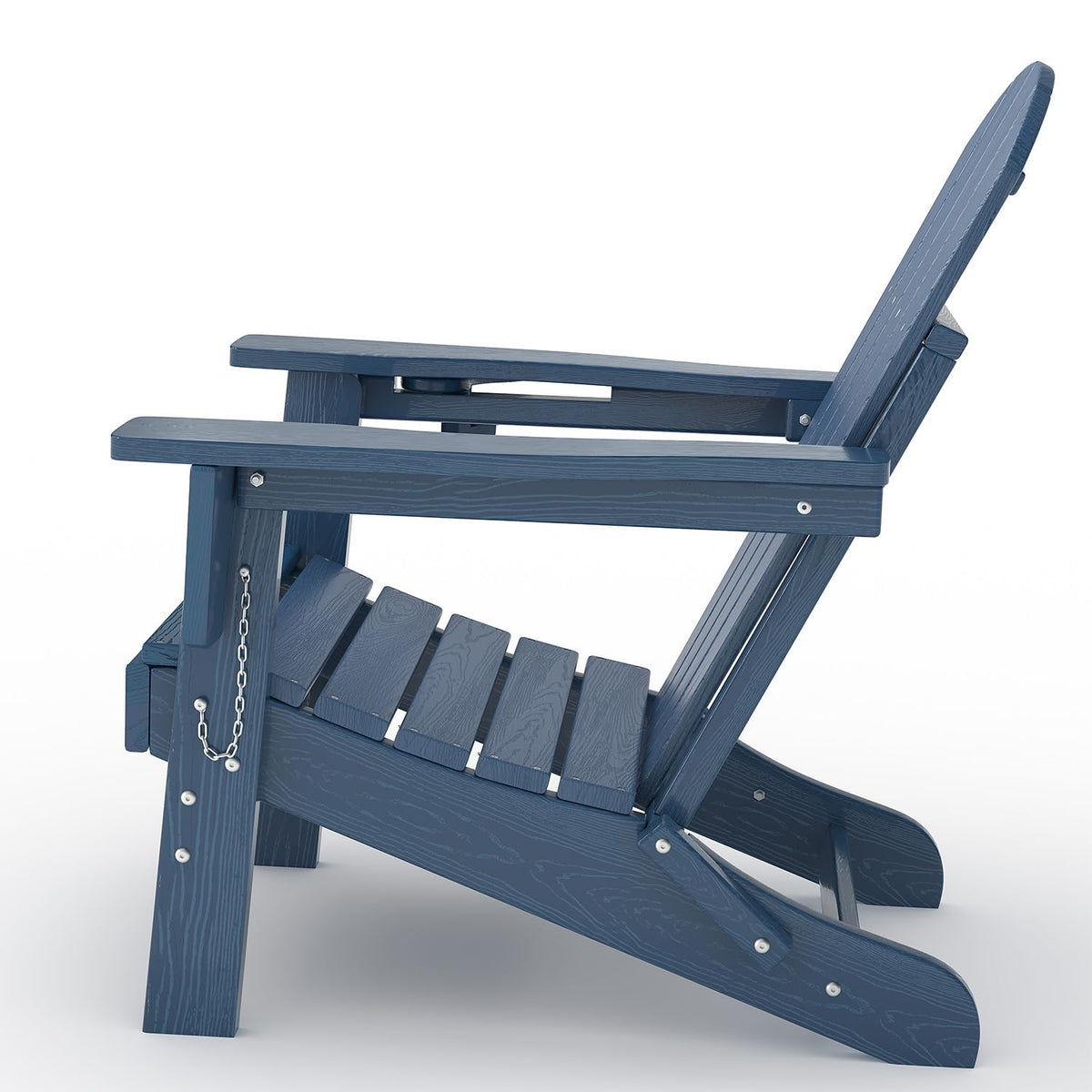 Navy Blue HDPE Folding Adirondack Chair Set of 6 with Cup Holder D3761