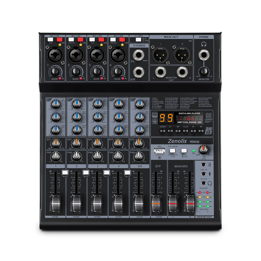 6 Channel Bluetooth Audio Mixer with 2 XLR Inputs G592