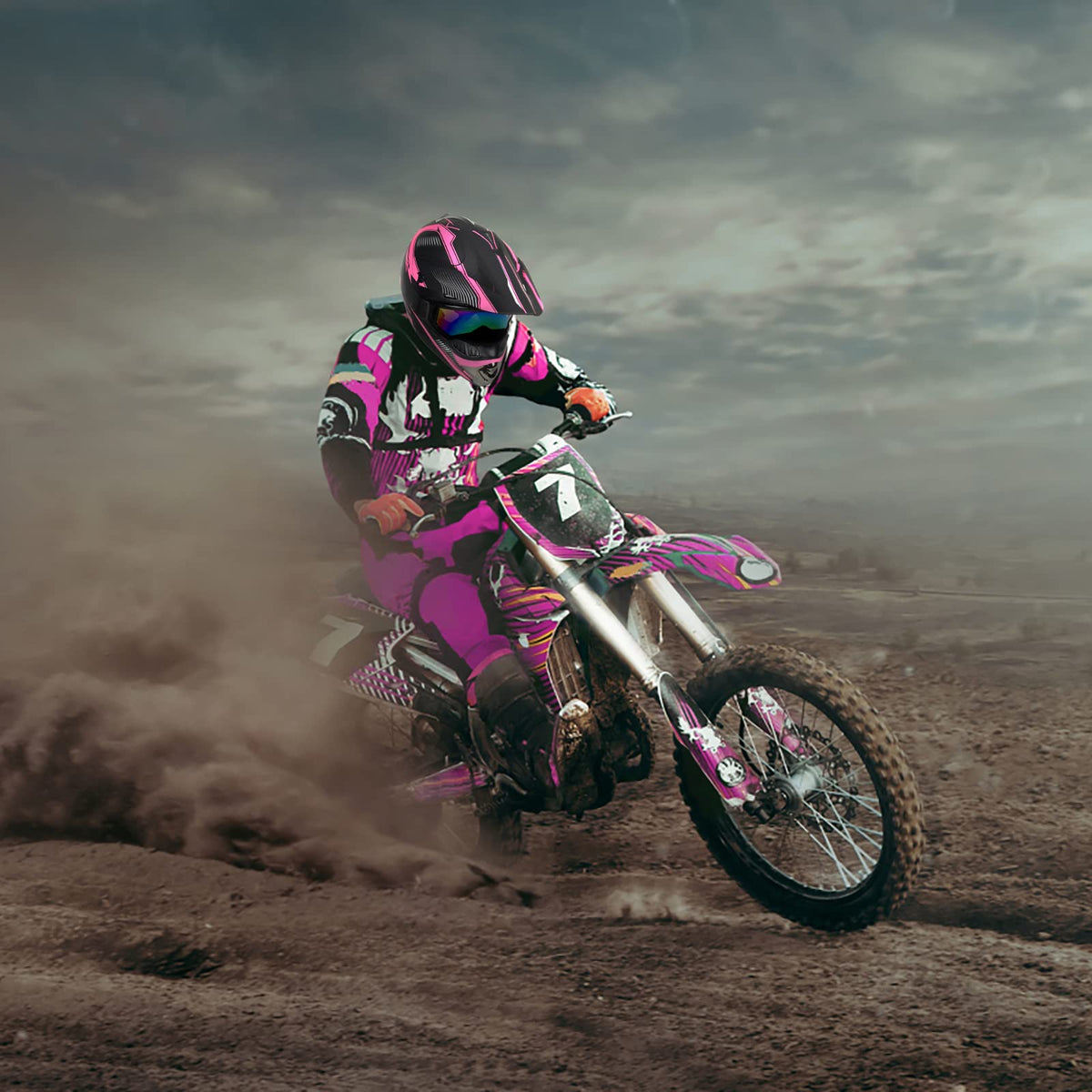 Pink XL DOT Approved Full Face Motocross Helmet O31947