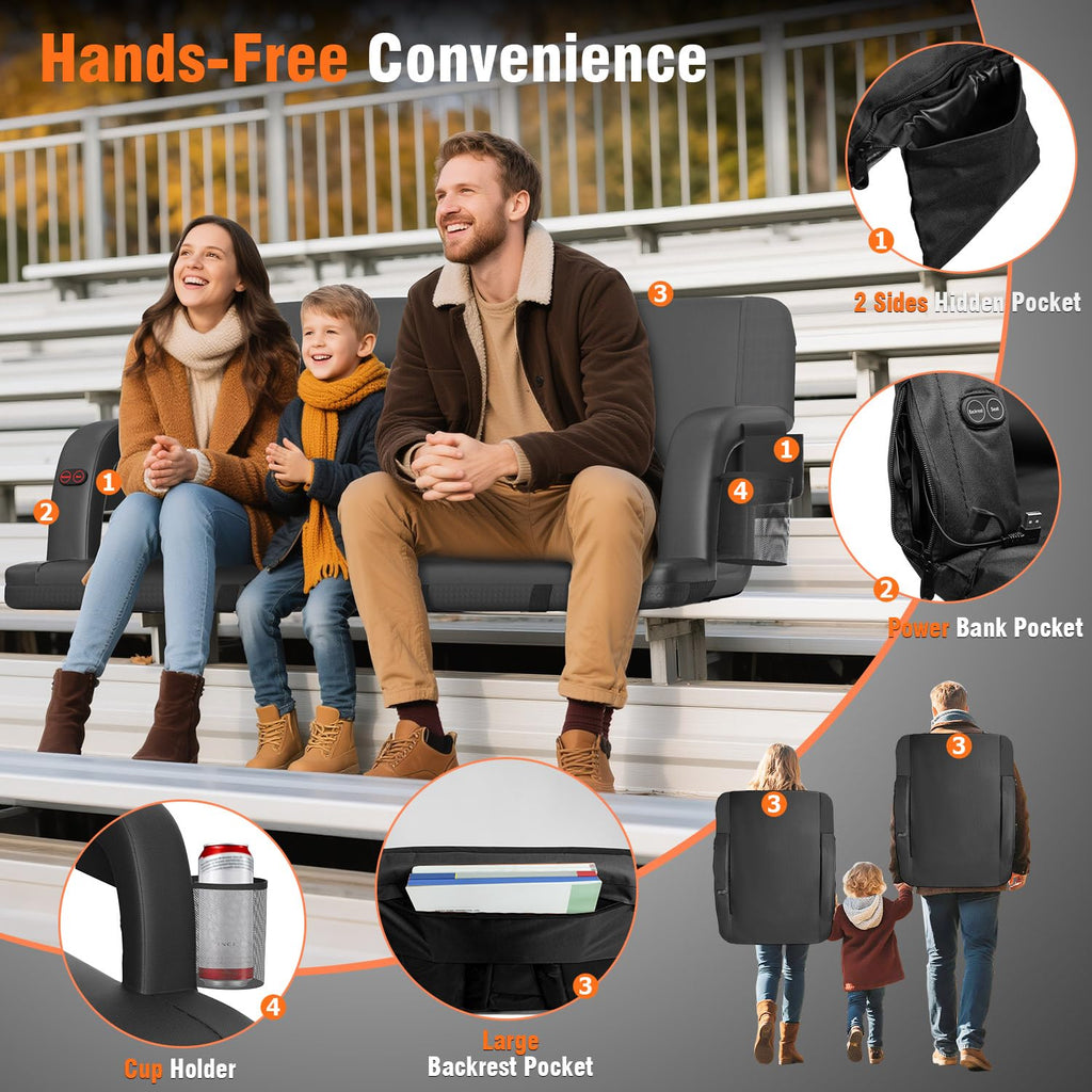 21" Heated Stadium Seats for Bleachers 2 Pack G5382