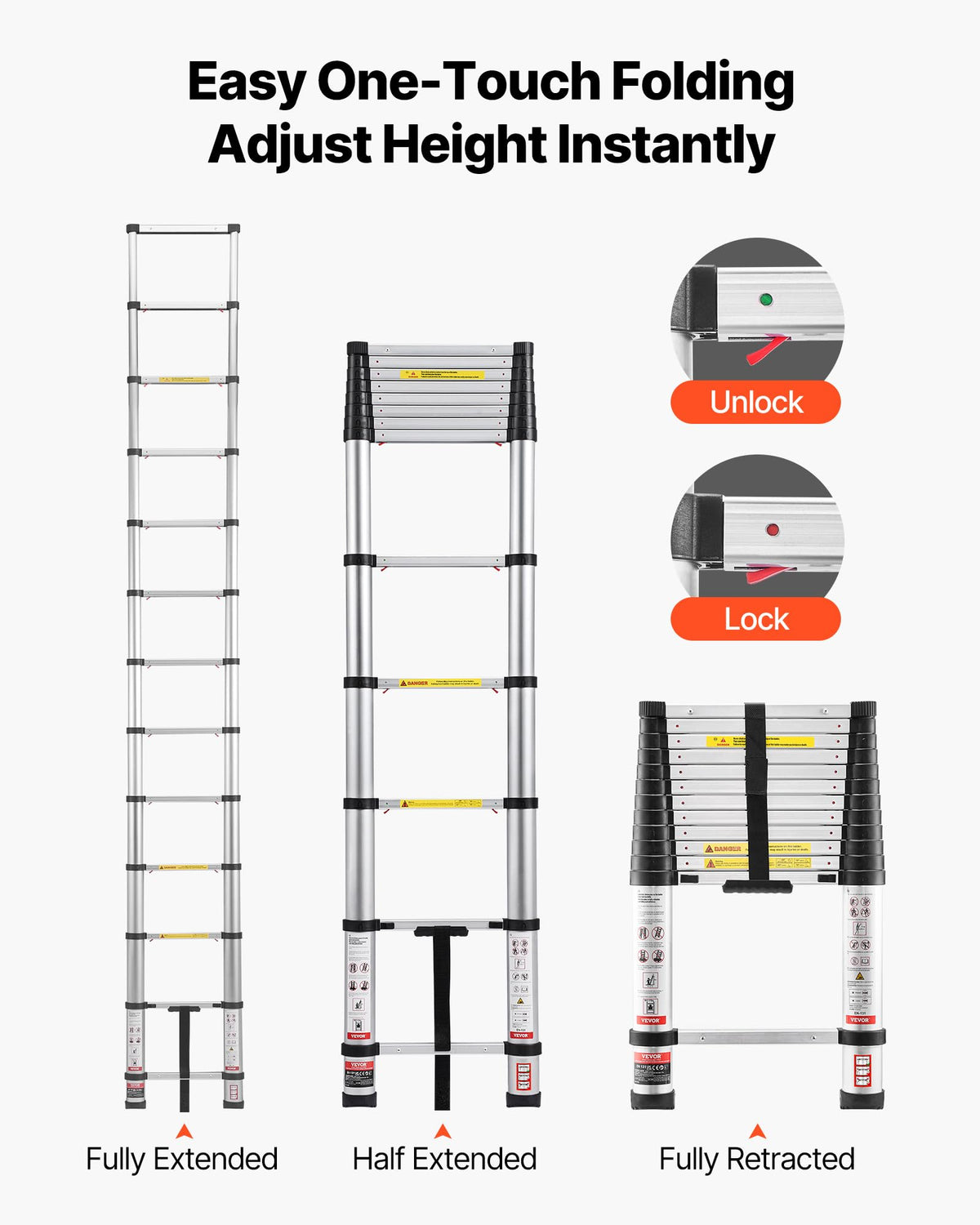 12.5ft Aluminum Telescoping Ladder 330LBS W793137