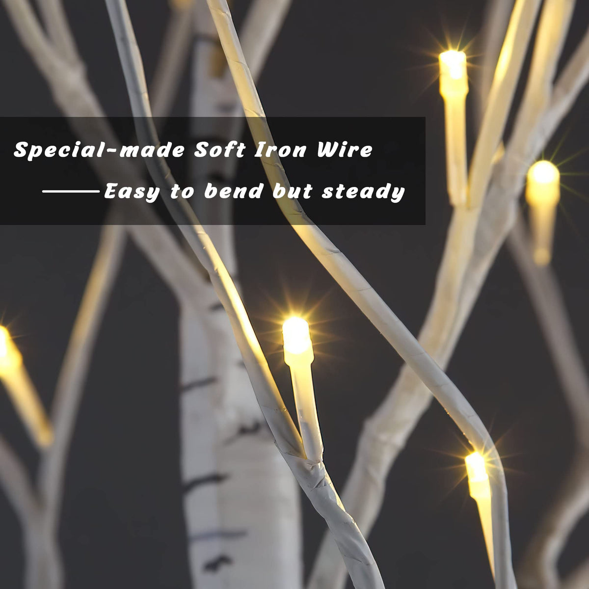 2 Pack 8FT 132 LED Lighted Artificial Birch Tree Warm White P482