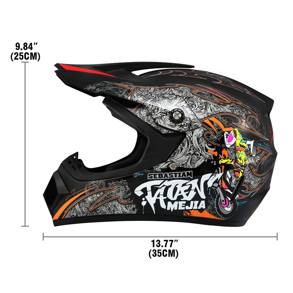Black Motocross Helmet with Gloves and Goggles W18546