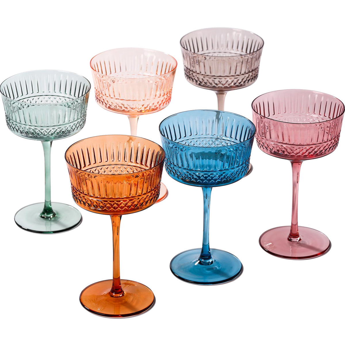 Colored Coupe Glasses Set of 6, 9.3oz Crystal Cocktail Glass F288300