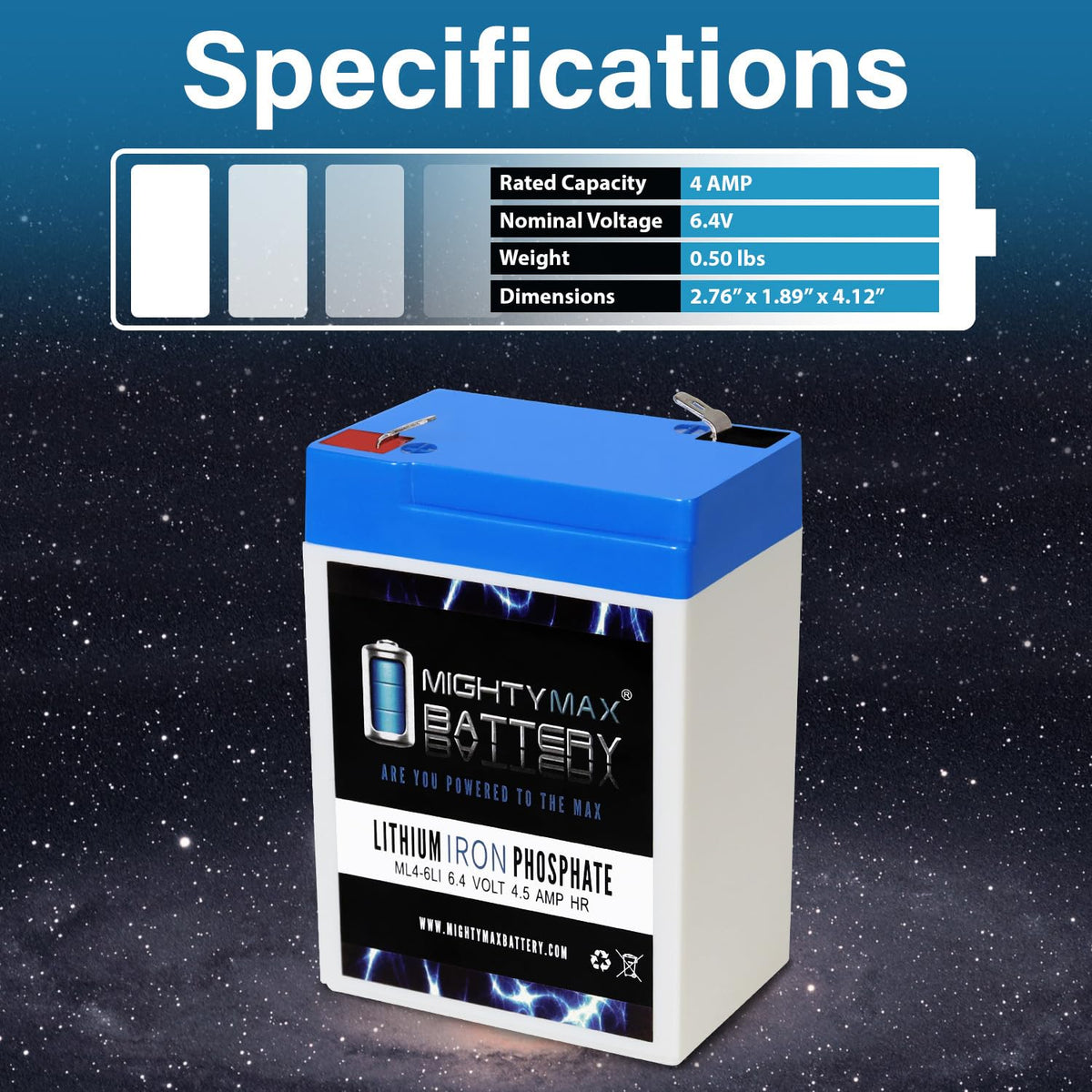 6V 4.5AH Lithium Replacement Battery P3362