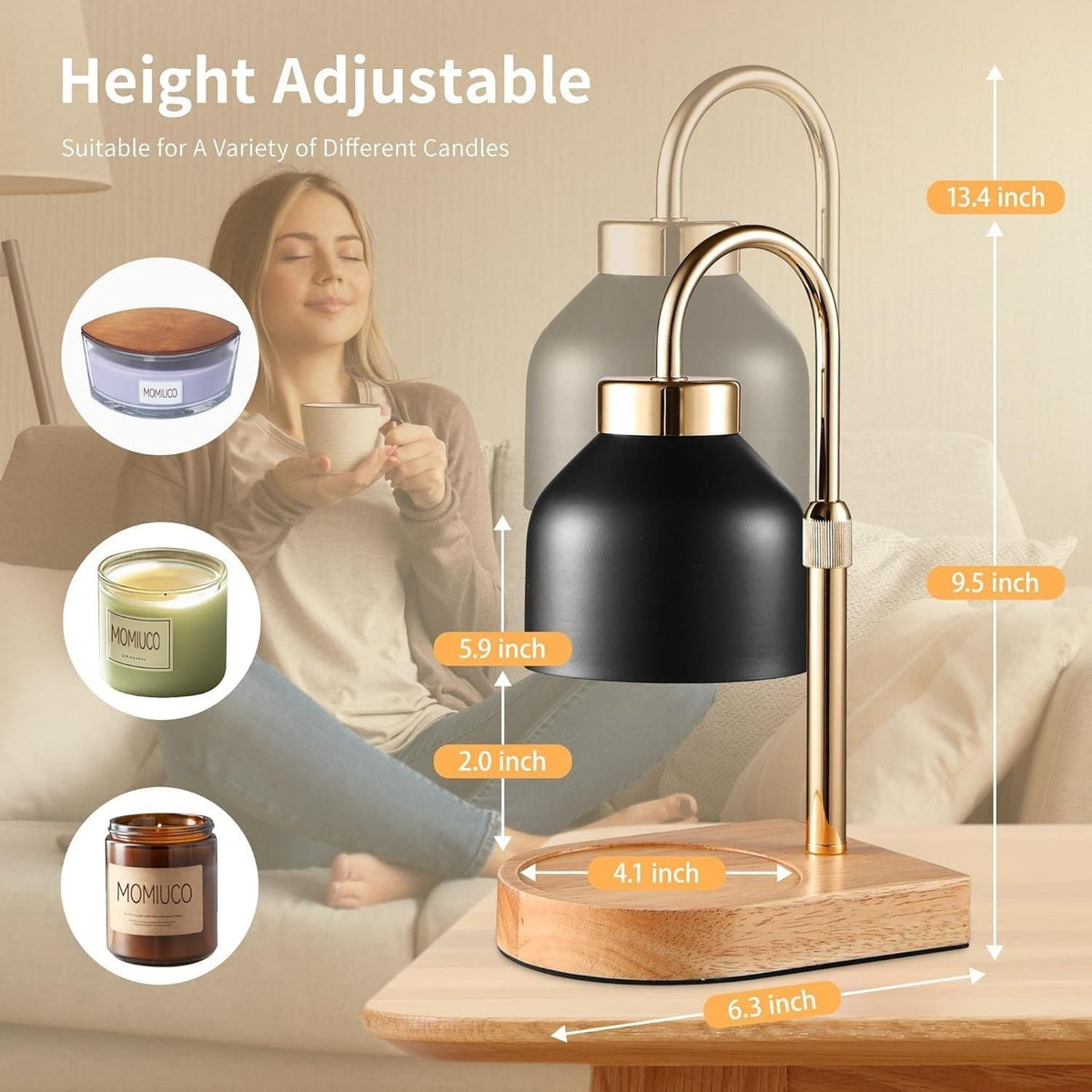 Height Adjustable Dimmable Candle Warmer Lamp with Timer U37723