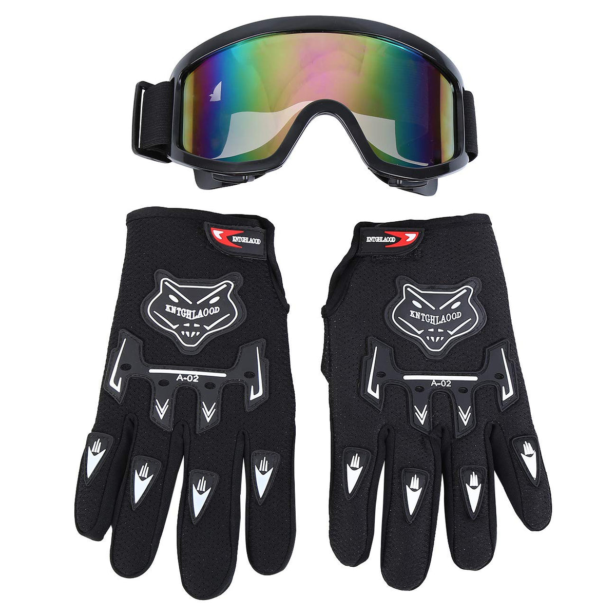 Black Motocross Helmet with Gloves and Goggles W18546