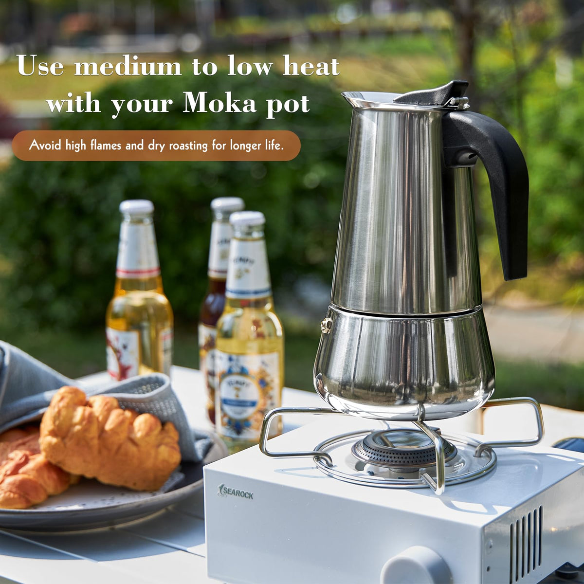 Stainless Steel Stovetop Moka Pot Espresso Maker 12 Cup 600ml J4005