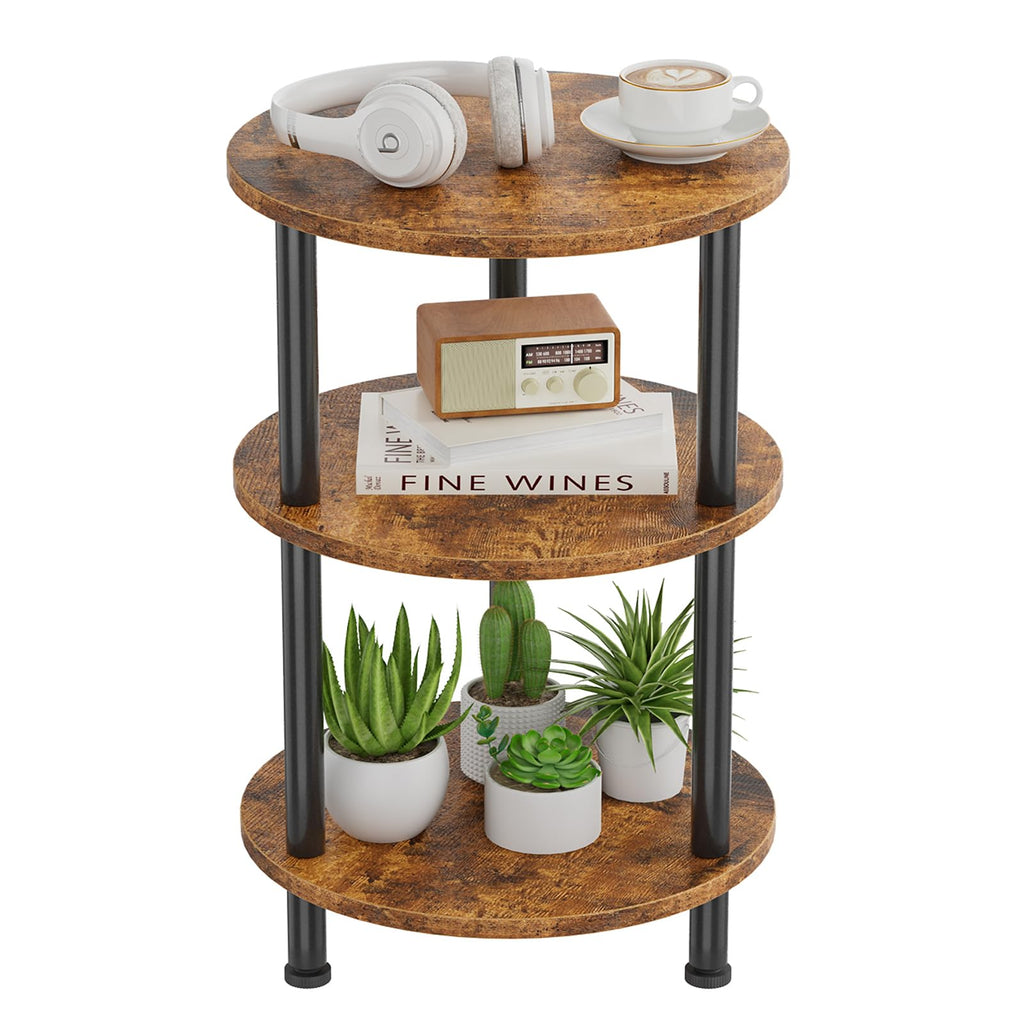 Rustic Brown 3 Tiers Round Side Table S9961