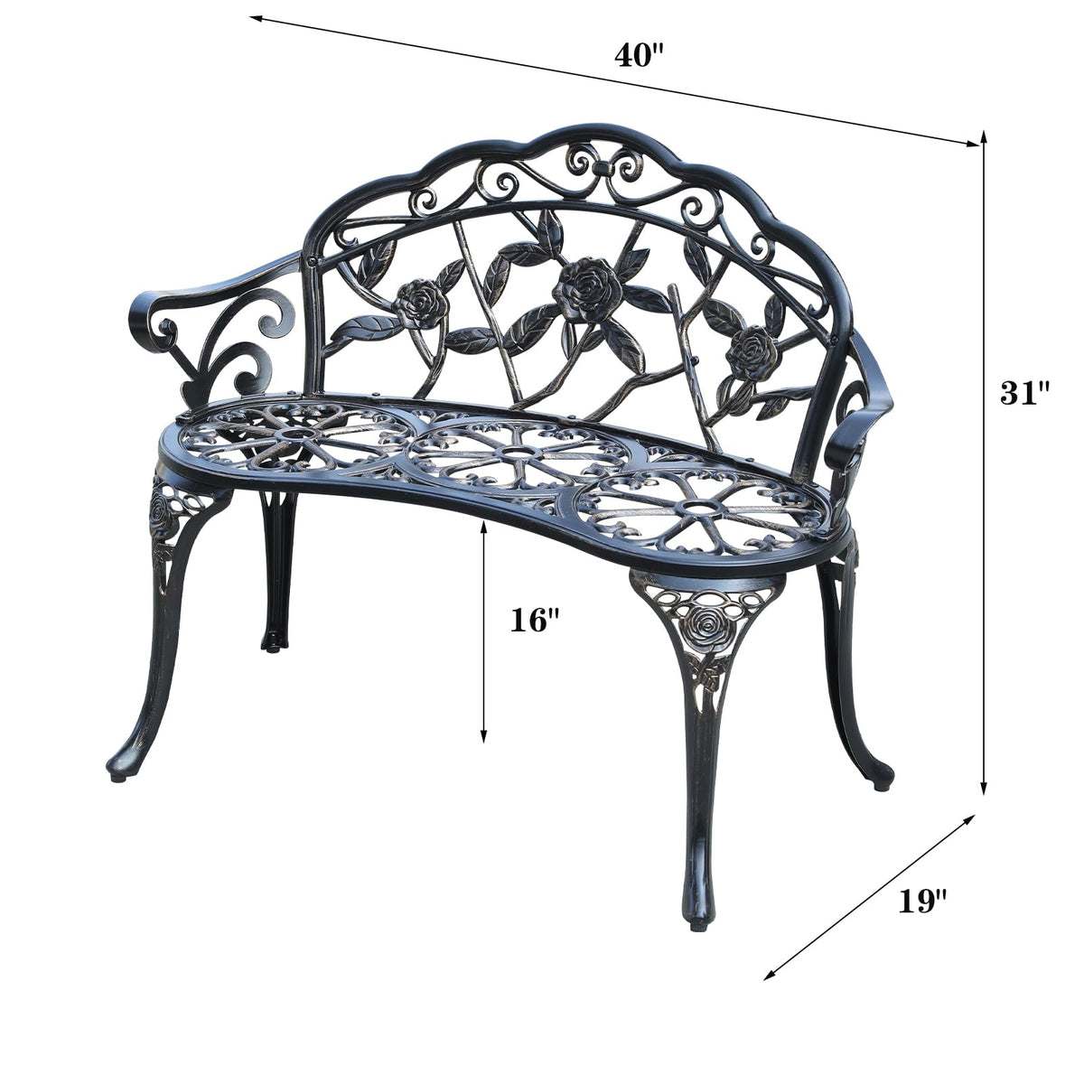 Cast Aluminium Outdoor Bench P44779