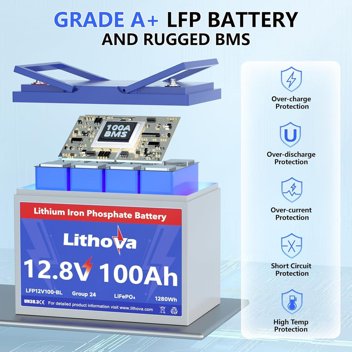 12V 100Ah LiFePO4 Battery H341836