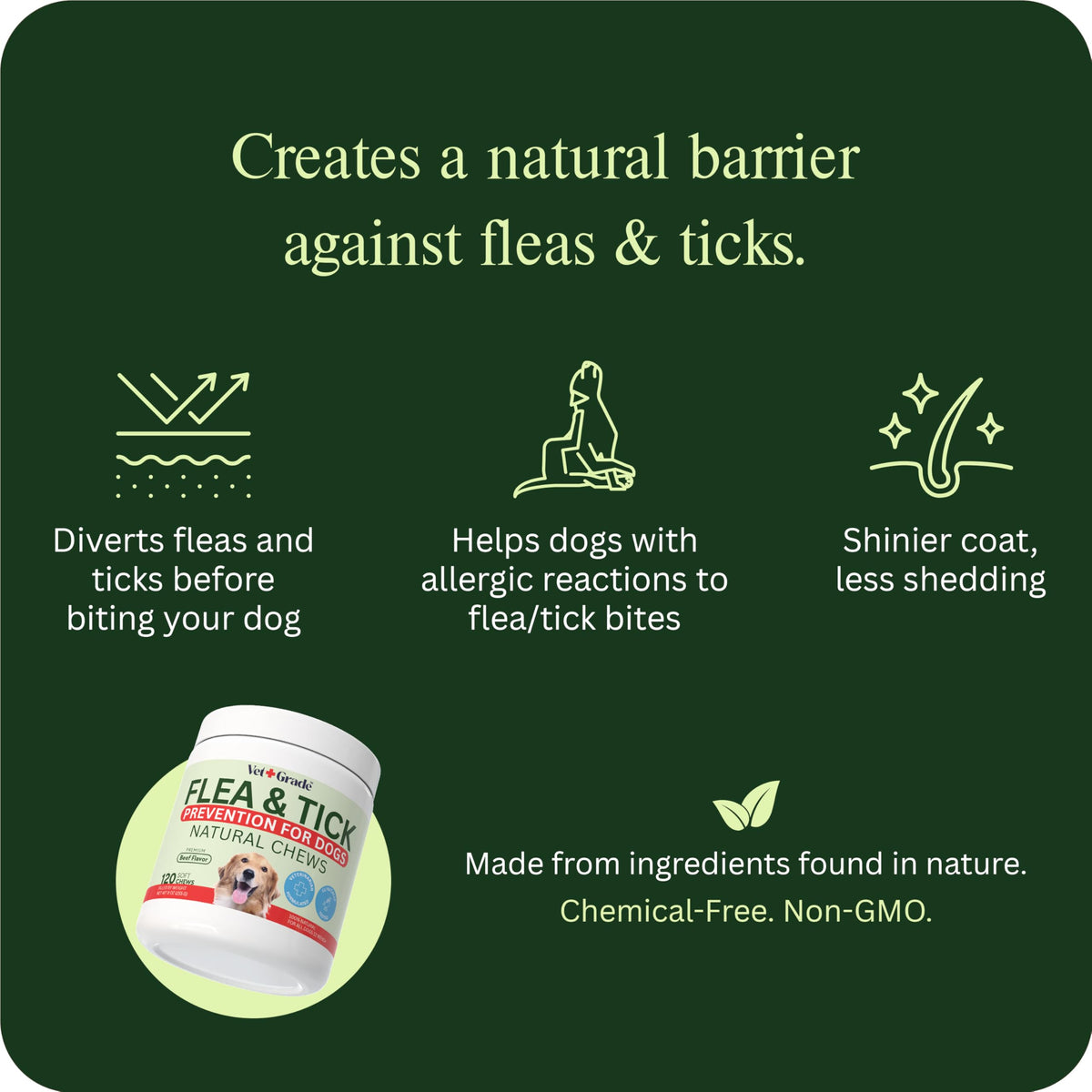 Chewable Flea and Tick Prevention for Dogs 120 Chews Beef H940660