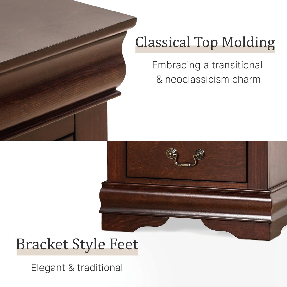 Solid Wood Nightstands Set of 2 with Drawers C744540