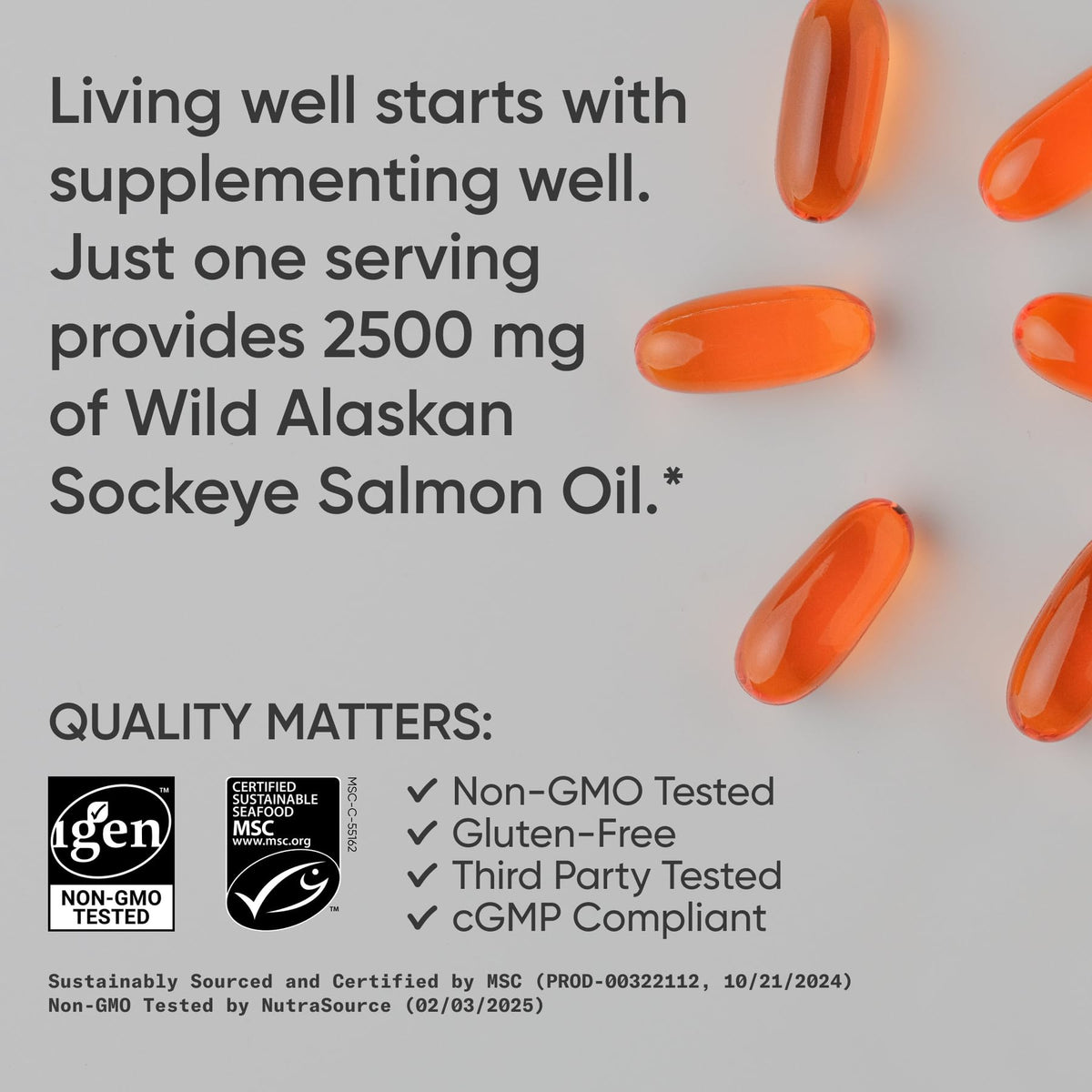 Omega-3 Wild Sockeye Salmon Oil 2500mg 180 Softgels G188