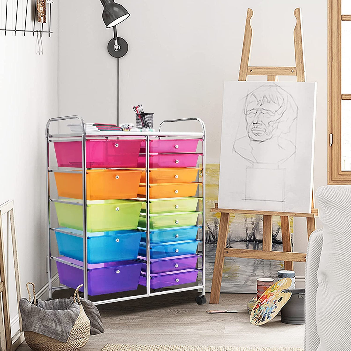 15 Drawer Rolling Storage Cart with Wheels K74276