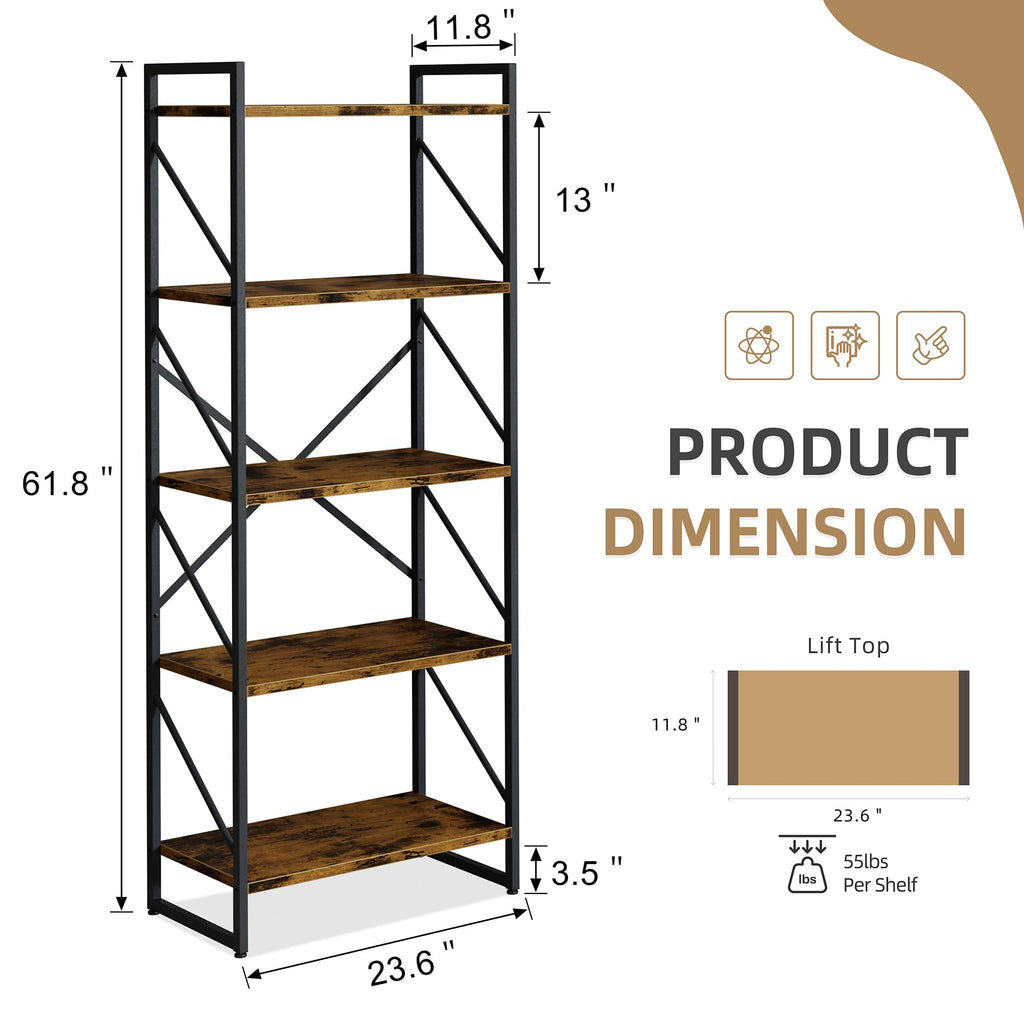 5 Tier Metal Bookshelf K794
