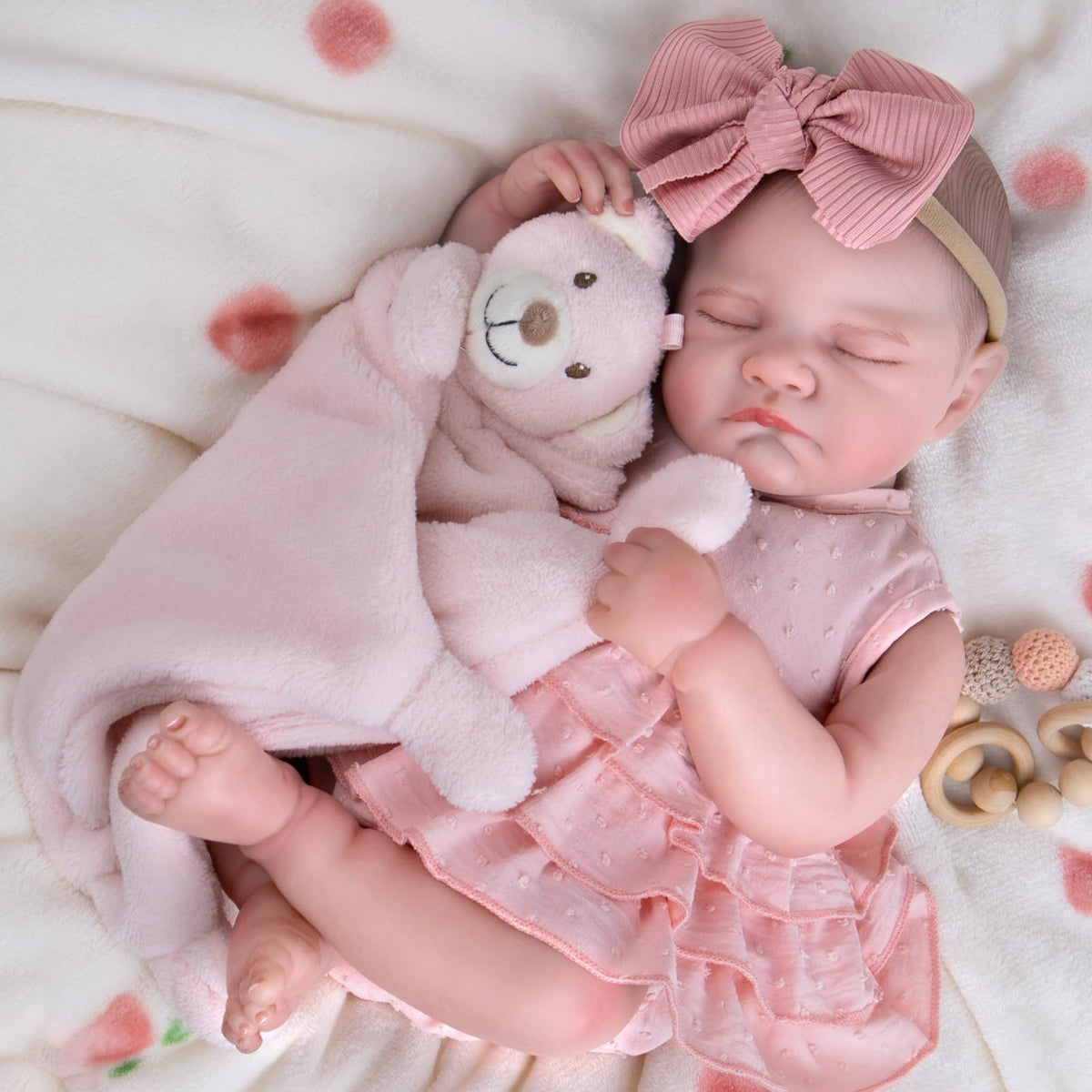 20'' Realistic Sleeping Newborn Girl Doll in Pink Dress M913685