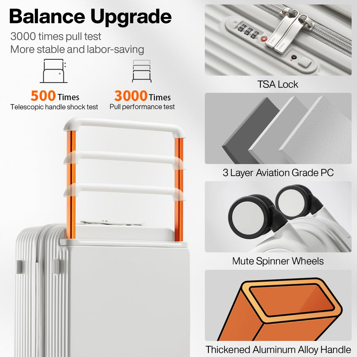Carry On Luggage with Spinner Wheels & TSA Lock, 20 Inch S413266
