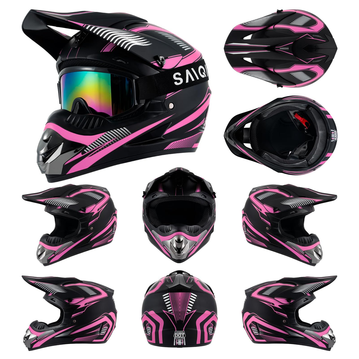 Pink XL DOT Approved Full Face Motocross Helmet O31947