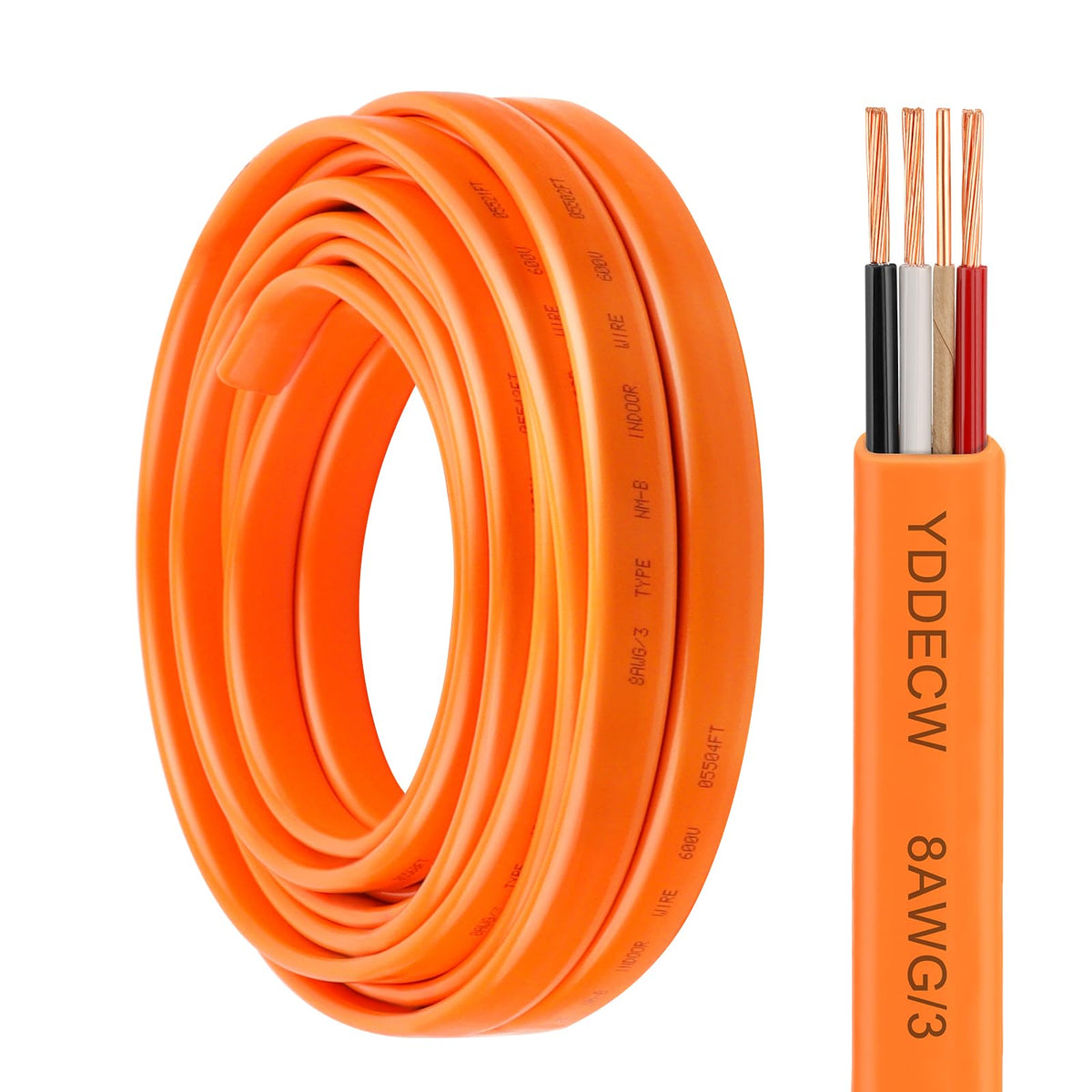 8 AWG 3 Conductor Non-Metallic Sheathed Cable 10FT Orange T438