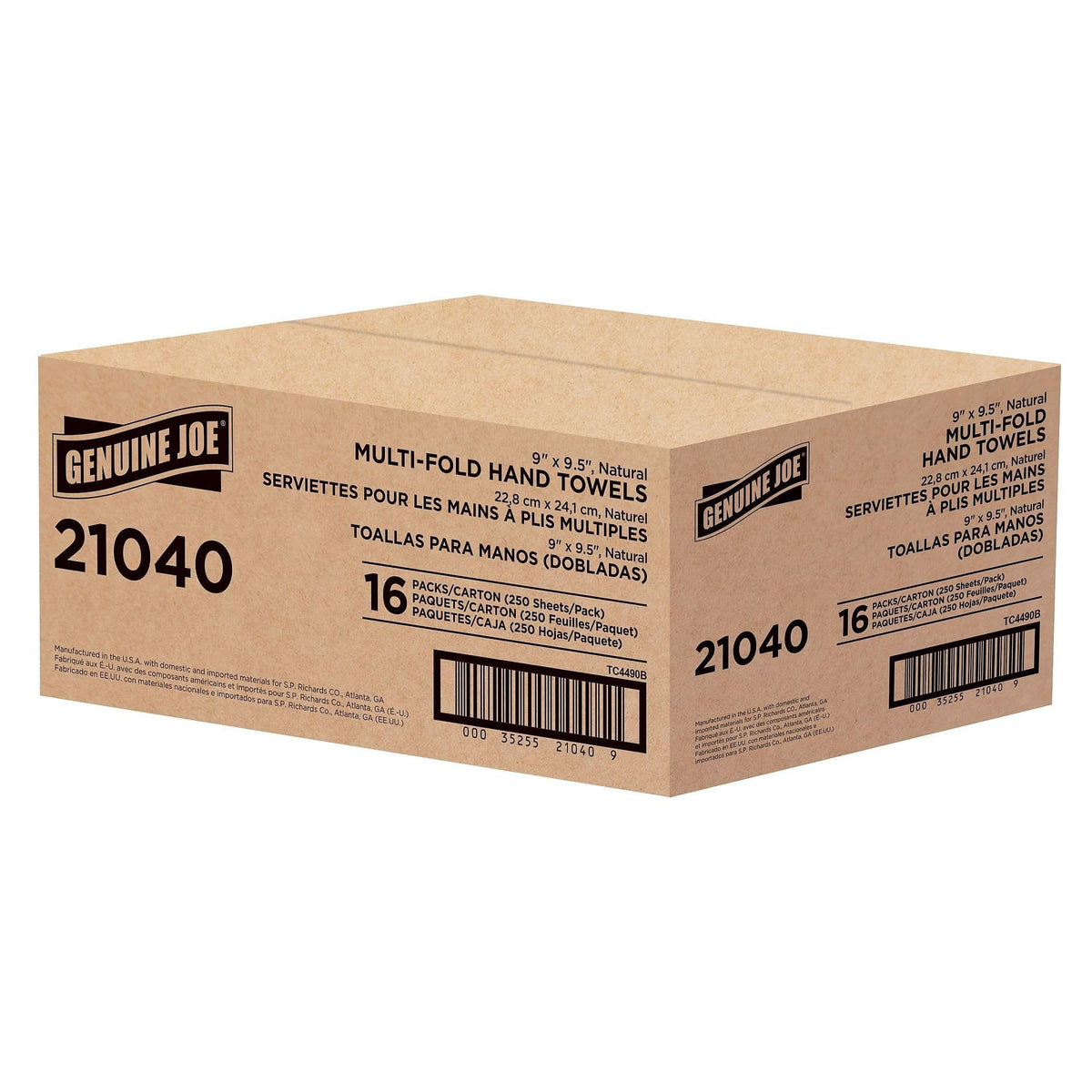 Multifold Paper Hand Towels 1-Ply Kraft 100% Recycled 250 Count 16 Pack H4157