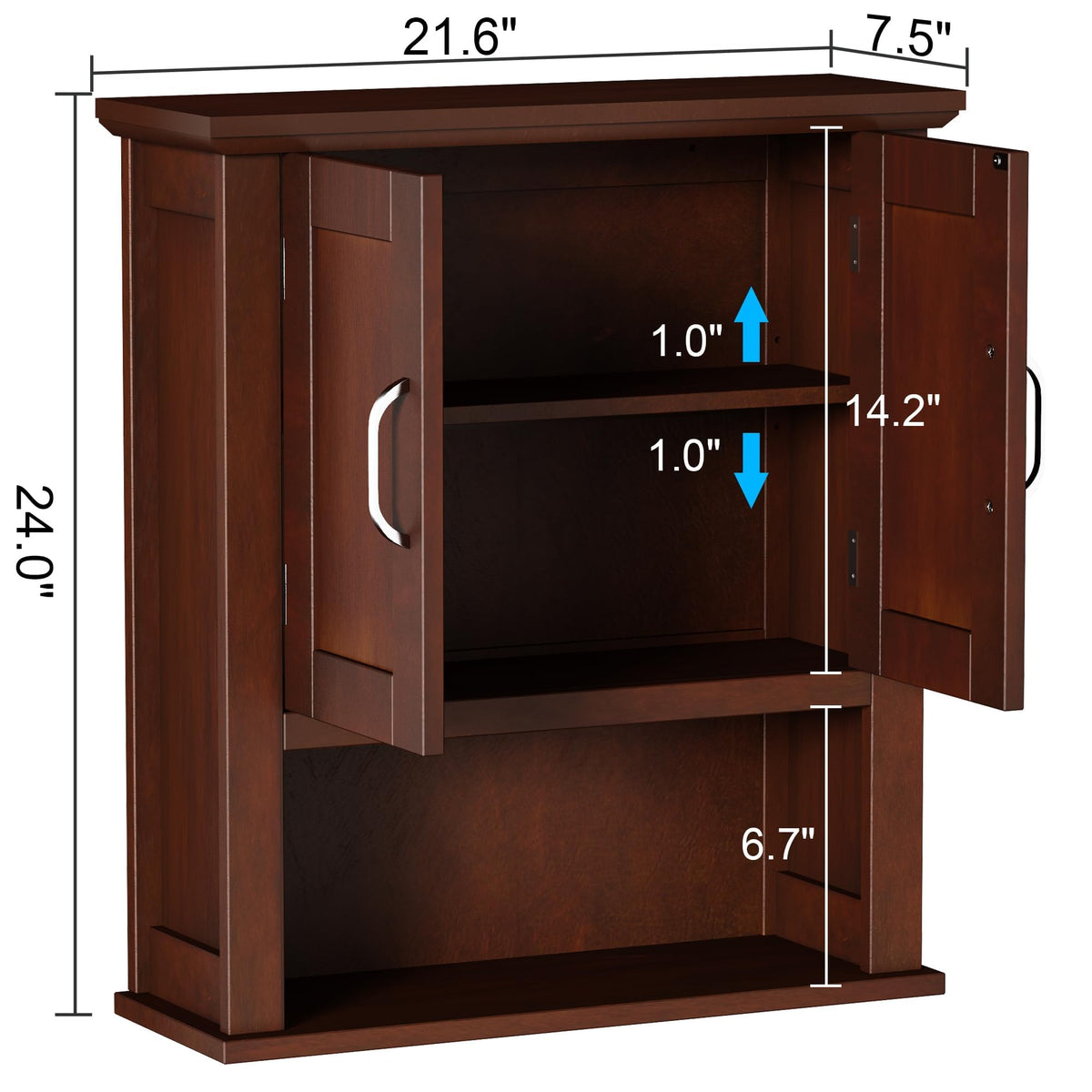 Wood Bathroom Wall Cabinet with Door Y542
