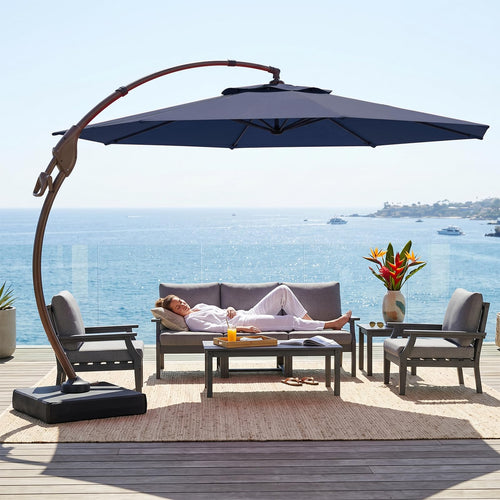 11FT Aluminum Offset Umbrella with Base Q728