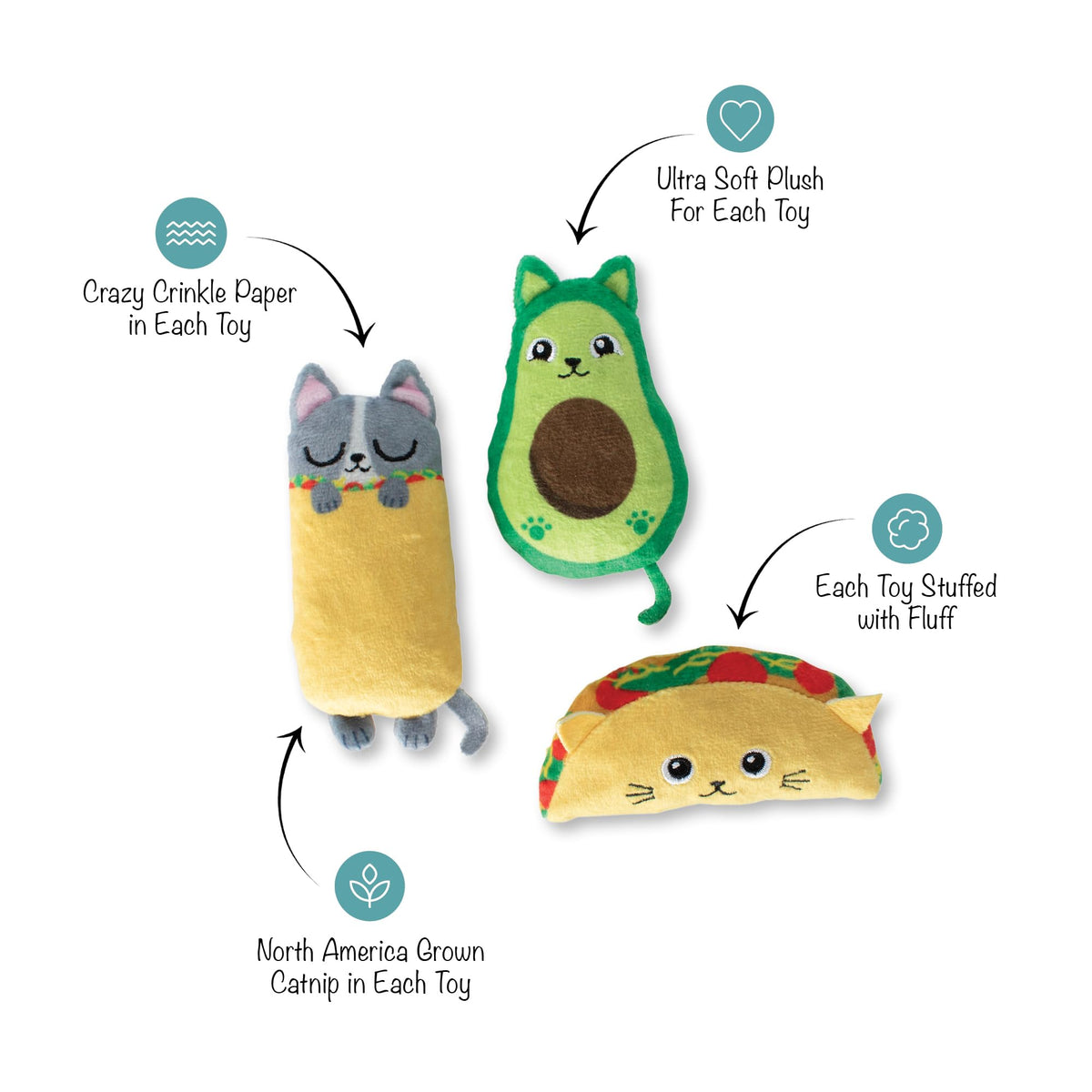 Plush Cat Toy 3 Piece Set K23724