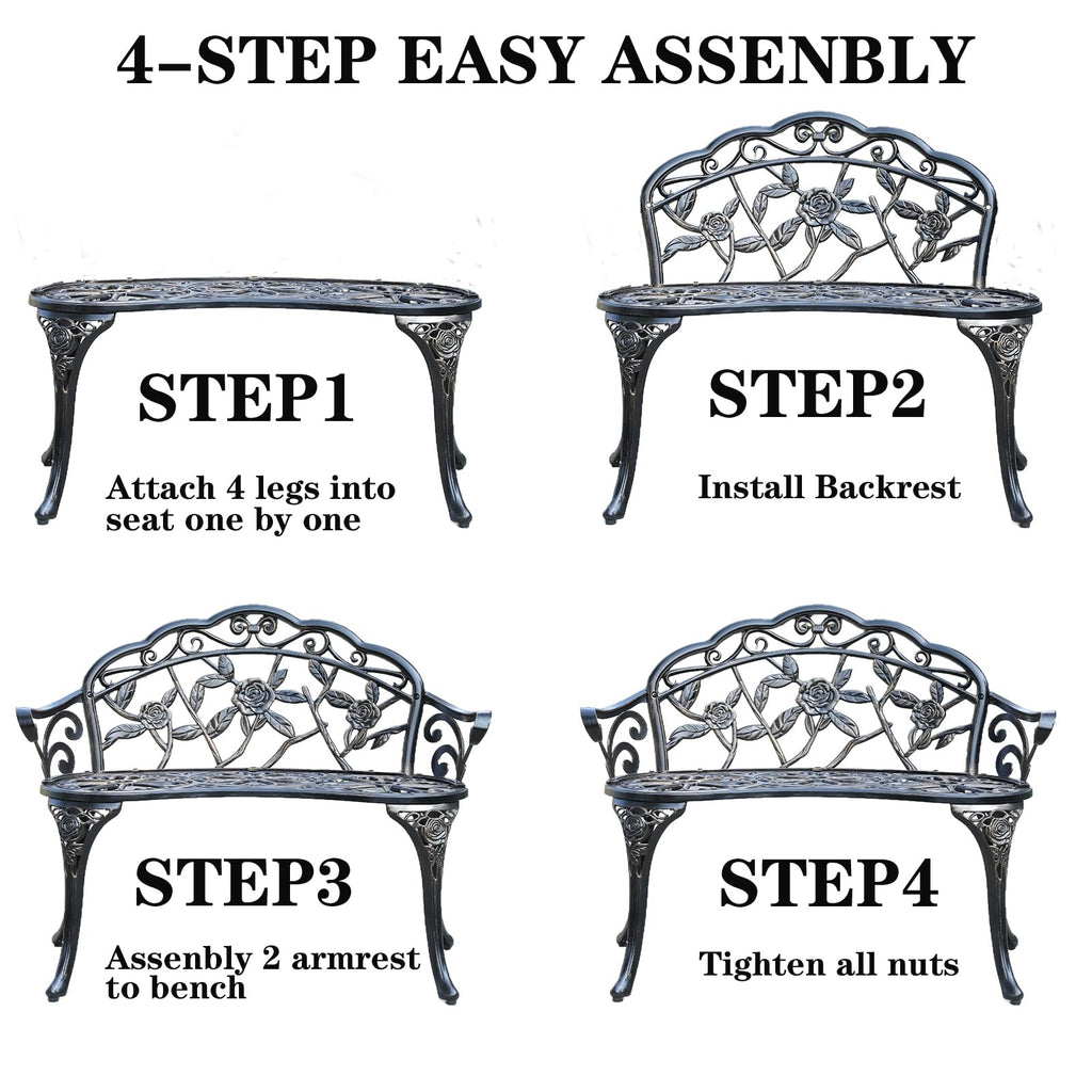 Cast Aluminium Outdoor Bench P44779
