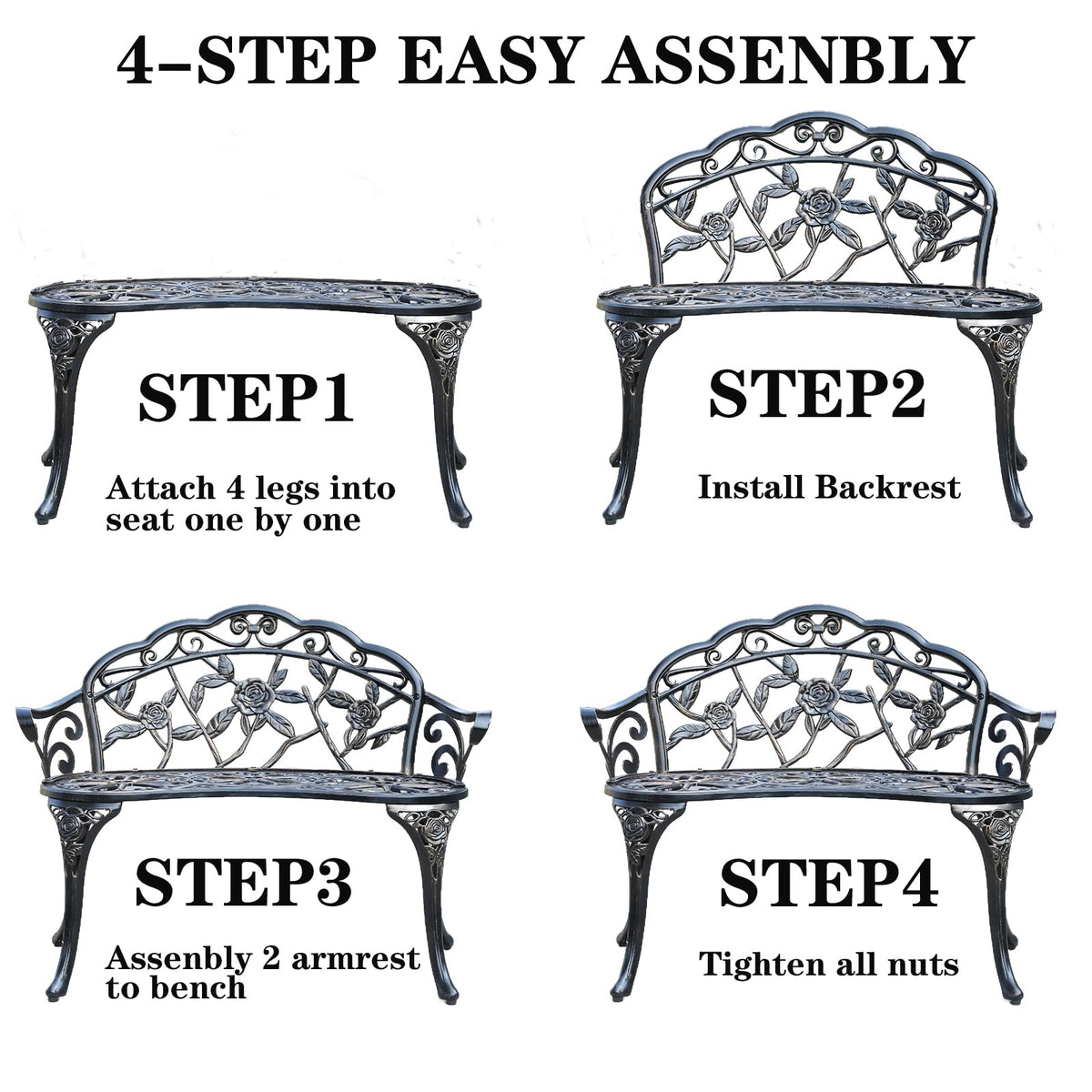 Cast Aluminium Outdoor Bench P44779