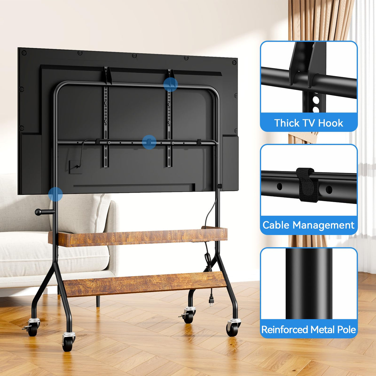 Rolling TV Stand with Power Outlet for 32-75 Inch TV X755776