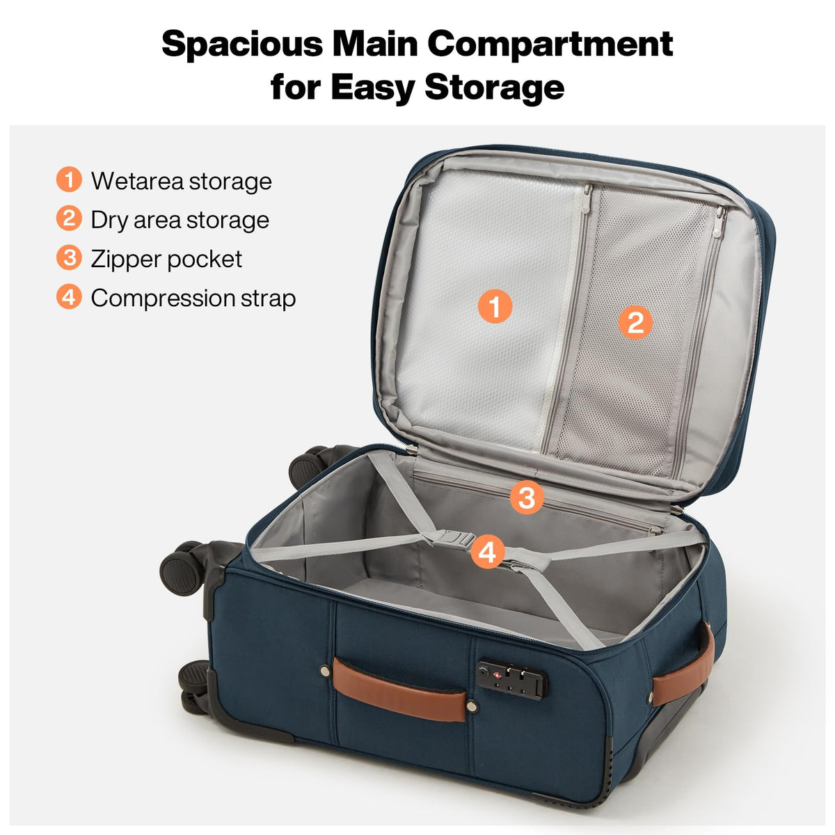 20 Inch Expandable Softside Carry On Luggage with Front Pocket O27460