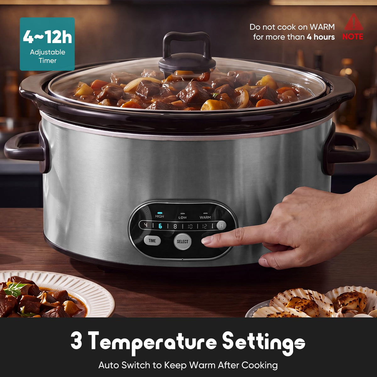 8 Quart Programmable Ceramic Nonstick Slow Cooker T61816